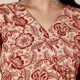 Buy Kalamkari Block Printing Cotton Flared Dress Online l iTokri.com