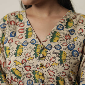  Kalamkari Printed Cotton Flared Kurta For Women