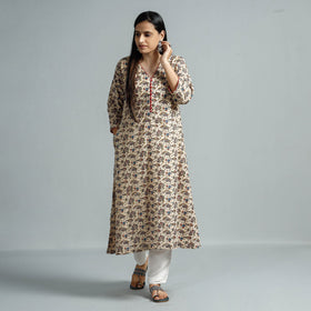  Kalamkari Printed Cotton Flared Kurta For Women