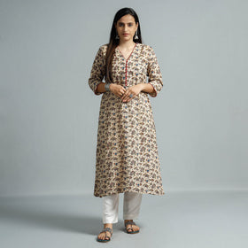  Kalamkari Printed Cotton Flared Kurta For Women