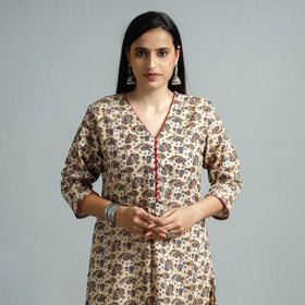  Kalamkari Printed Cotton Flared Kurta For Women