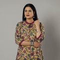  Pink Texture Kalamkari Printed Cotton Kurta For Women