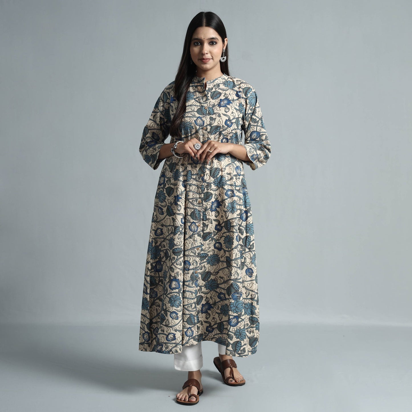  Kalamkari Printed Cotton Kurta For Women