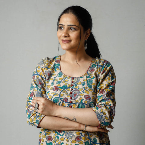  Kalamkari Printed Cotton Kurta For Women