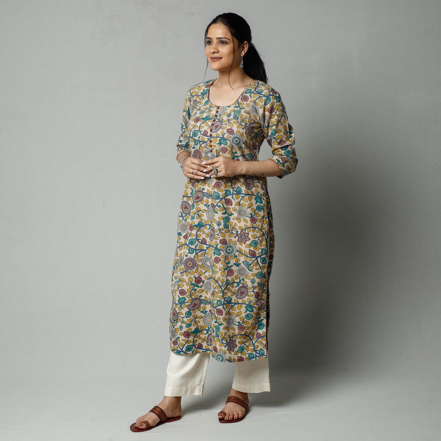  Kalamkari Printed Cotton Kurta For Women