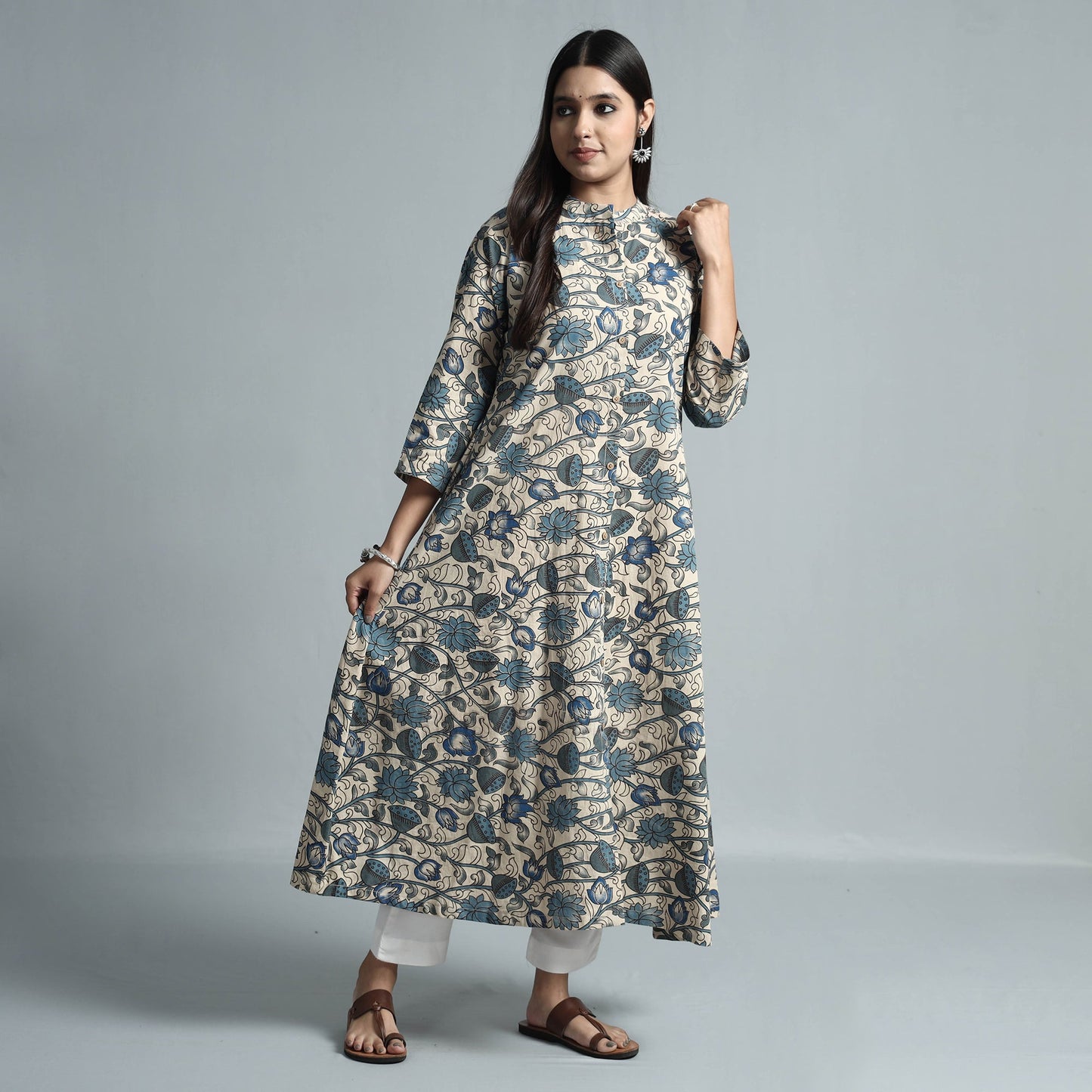  Kalamkari Printed Cotton Kurta For Women