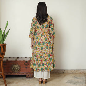  Kalamkari Printed Cotton A-Line Long Kurta For Women