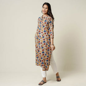  Kalamkari Printed Cotton Long Kurta For Women