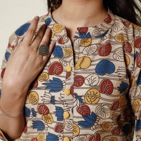  Kalamkari Printed Cotton Long Kurta For Women