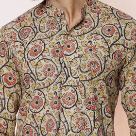 Kalamkari Block Printed Cotton Men Full Sleeve Shirt