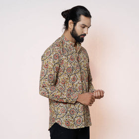 Kalamkari Block Printed Cotton Men Full Sleeve Shirt