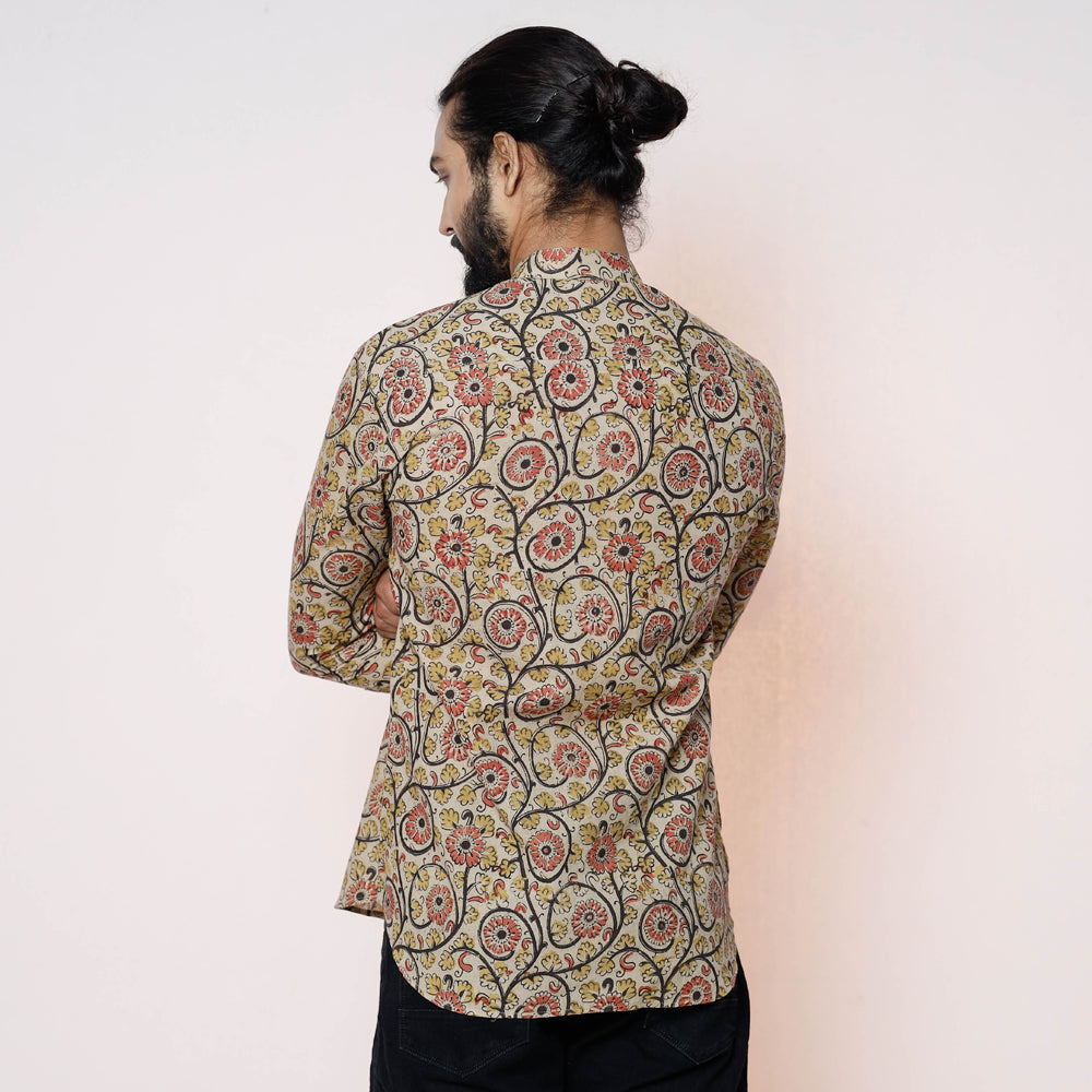 Kalamkari Block Printed Cotton Men Full Sleeve Shirt