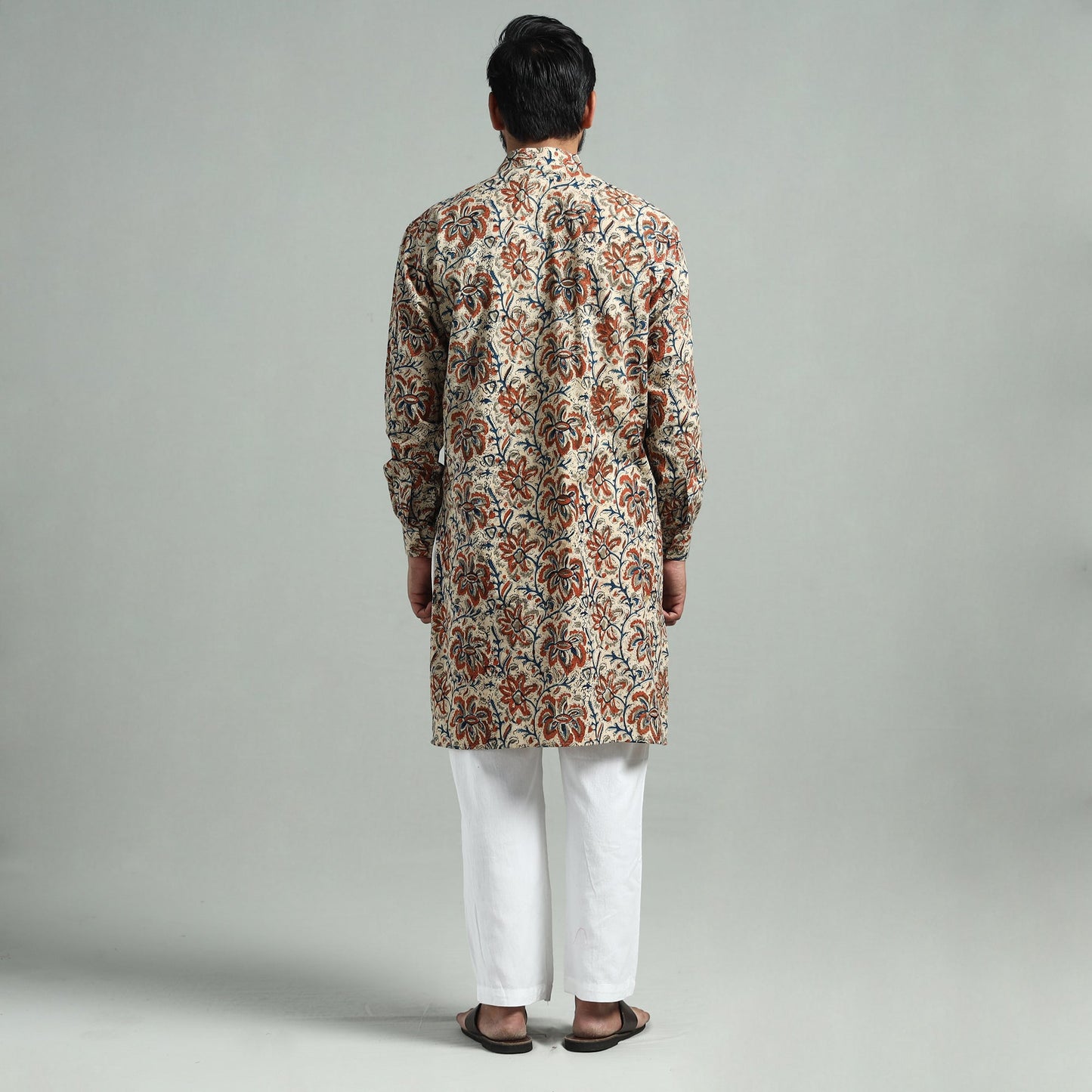  Kalamkari Block Printed Cotton Men Long Kurta 