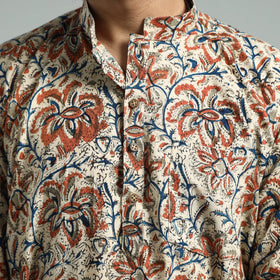  Kalamkari Block Printed Cotton Men Long Kurta 