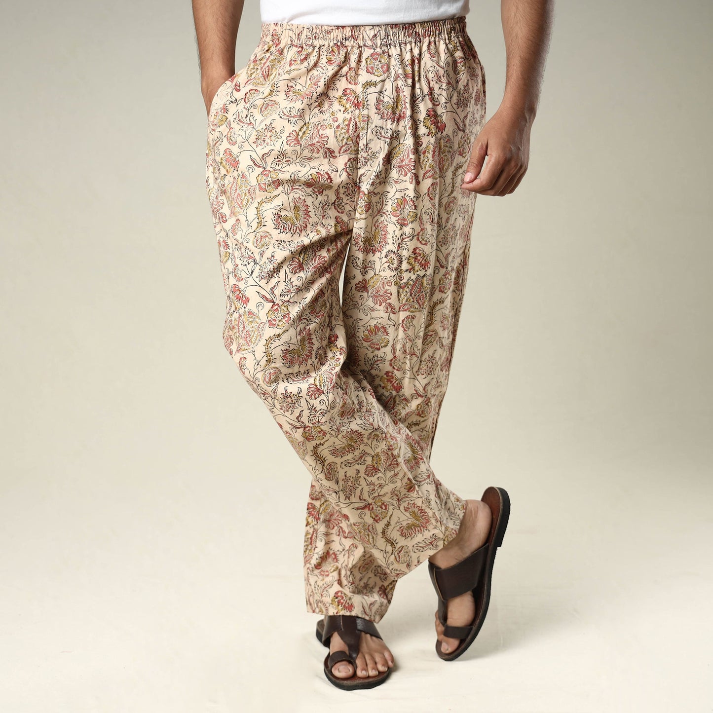 Buy Kalamkari Block Printed Cotton Men’s Pyjama Online l iTokri.com