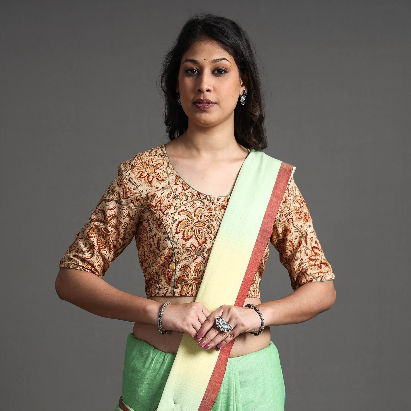 Buy Kalamkari Block Printed Cotton Stitched Blouse Online at iTokri.com
