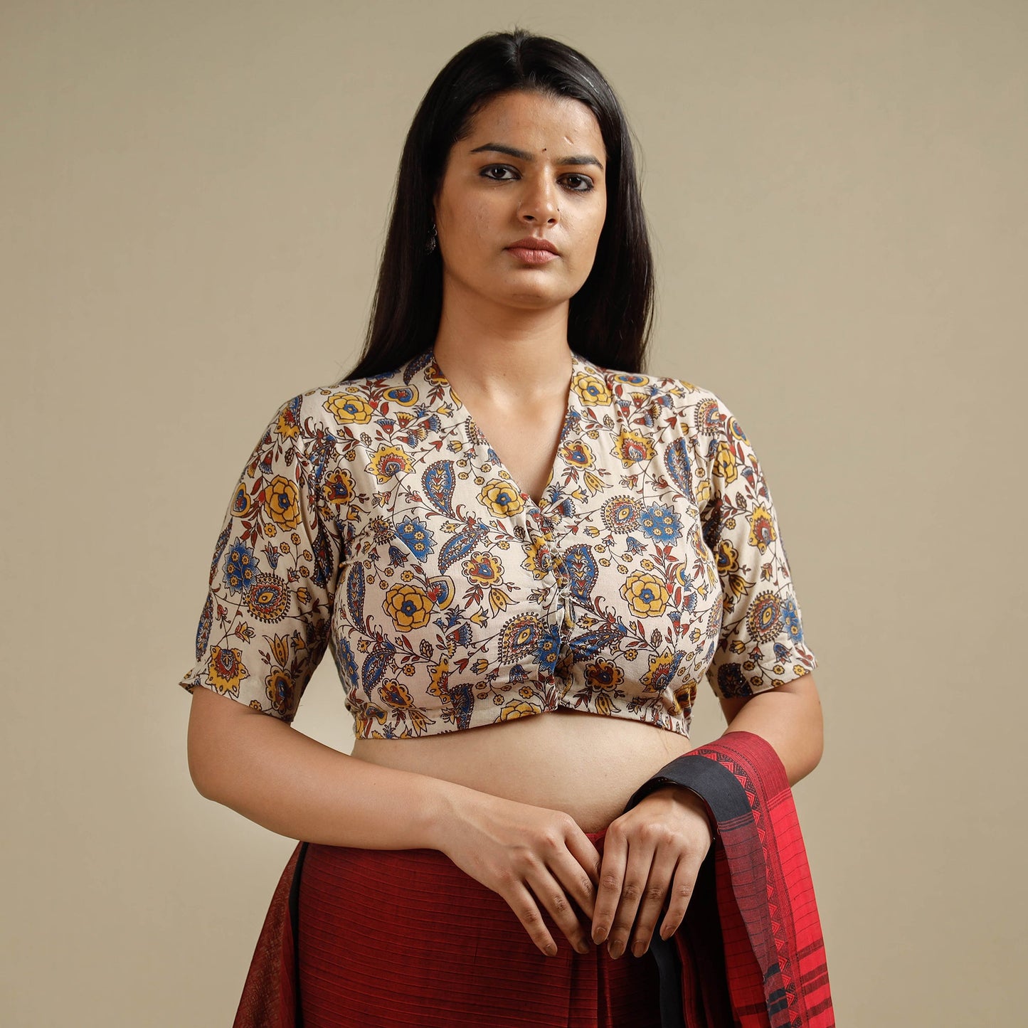 Buy Kalamkari Printed Cotton Stitched Blouse 