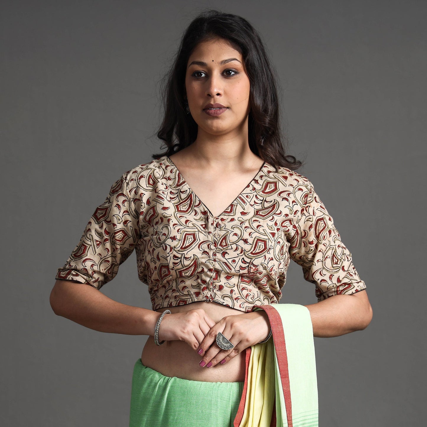 Buy Kalamkari Block Printed Cotton Stitched Blouse 