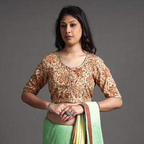 Buy Kalamkari Block Printed Cotton Stitched Blouse Online at iTokri.com
