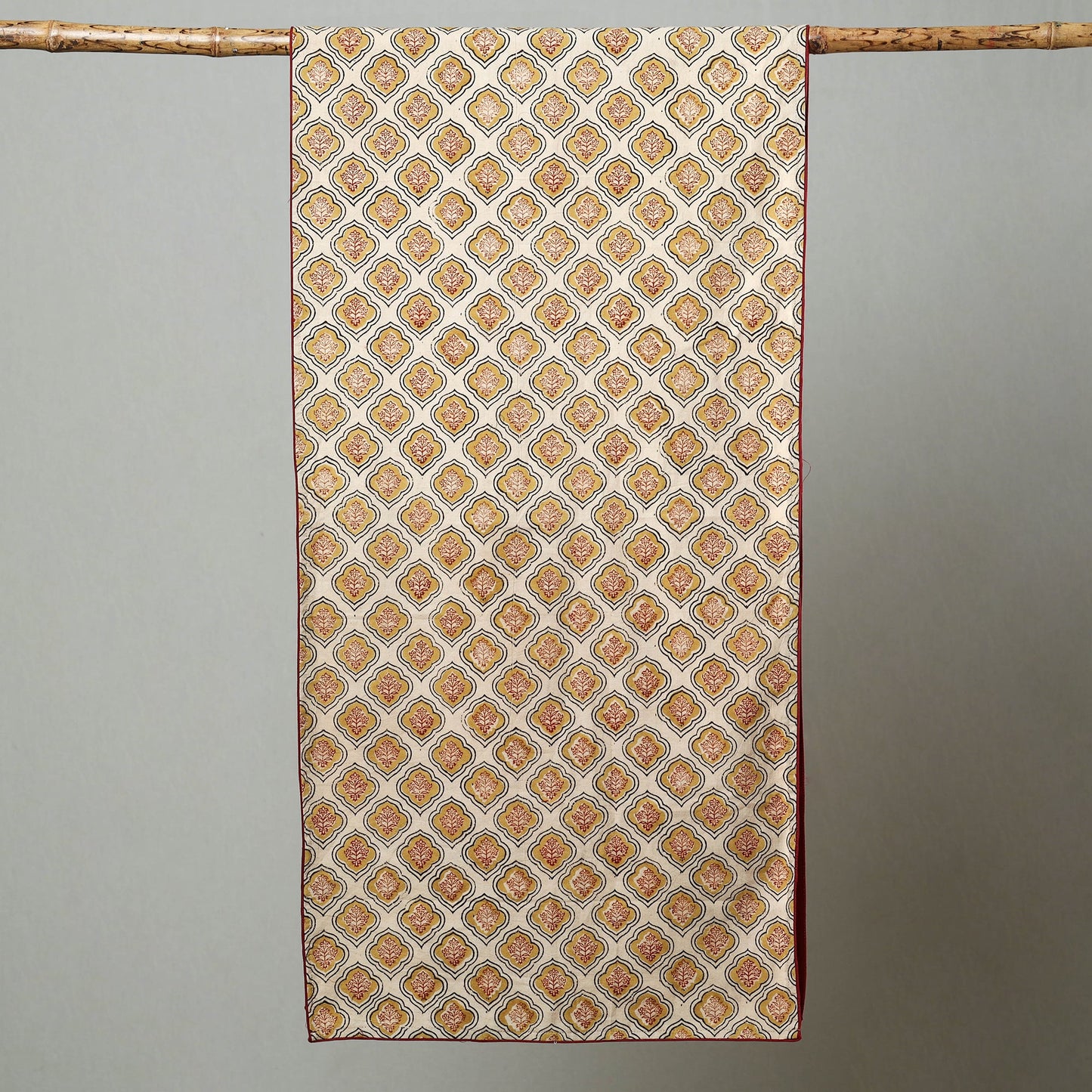 Beige Kalamkari Block Printed Cotton Stole