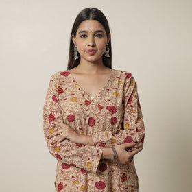  Kalamkari Printed Cotton Straight Kurta For Women