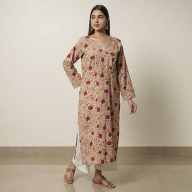  Kalamkari Printed Cotton Straight Kurta For Women