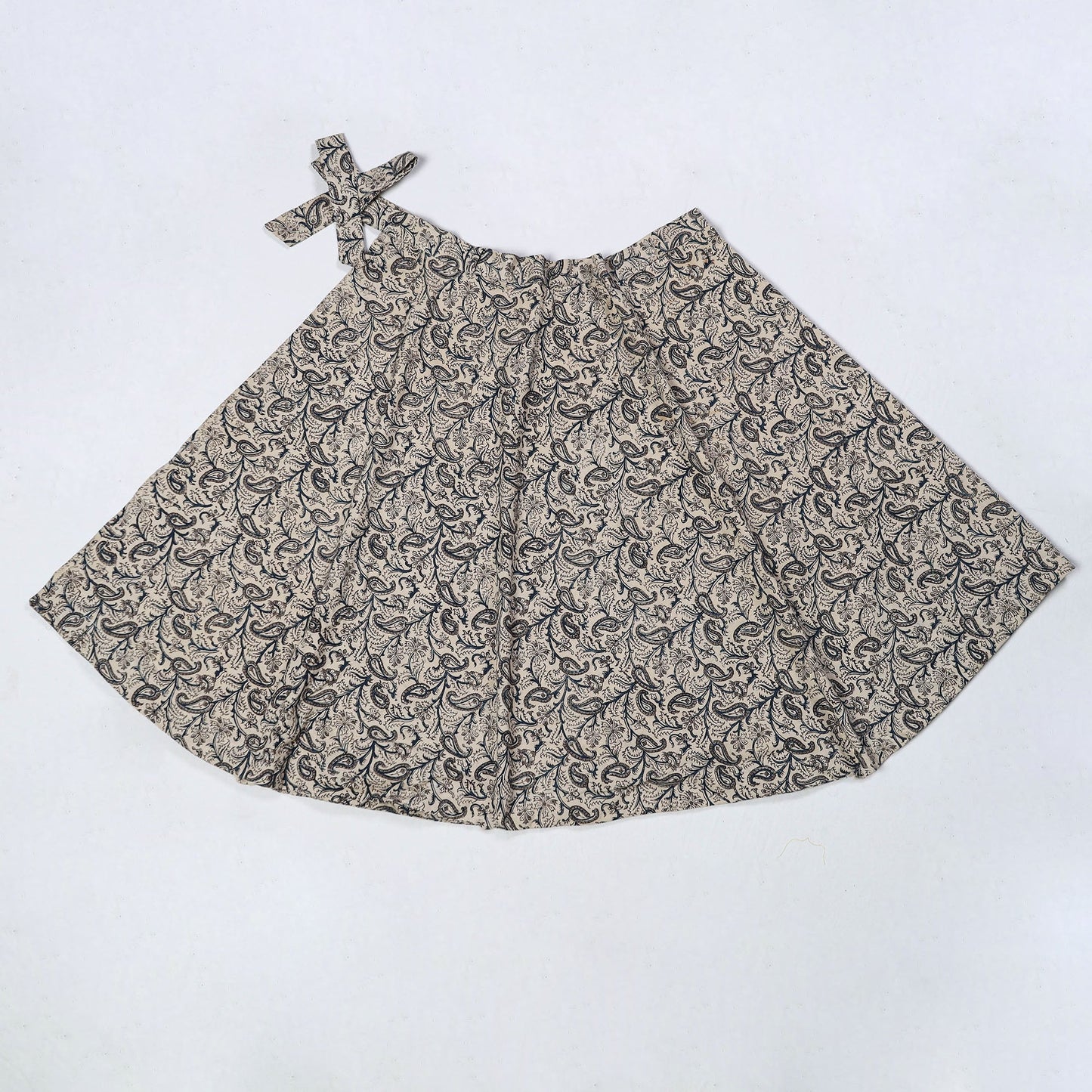 Beige - kalamkari printed cotton wrap around skirt 14
