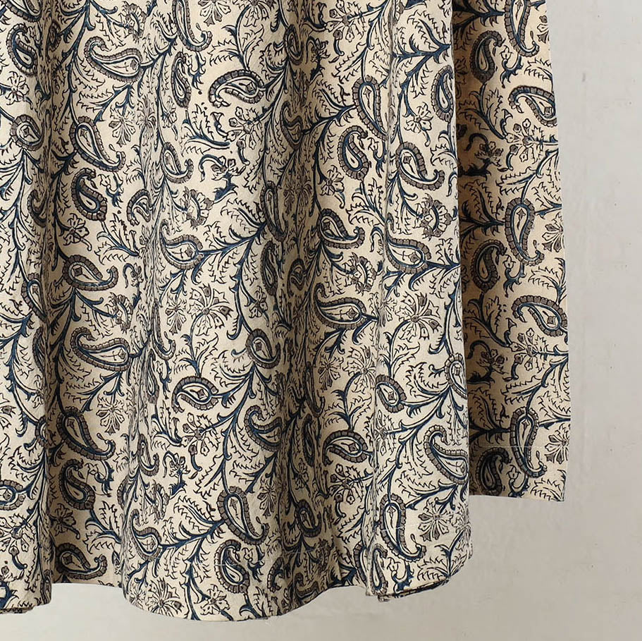 Beige - kalamkari printed cotton wrap around skirt 14