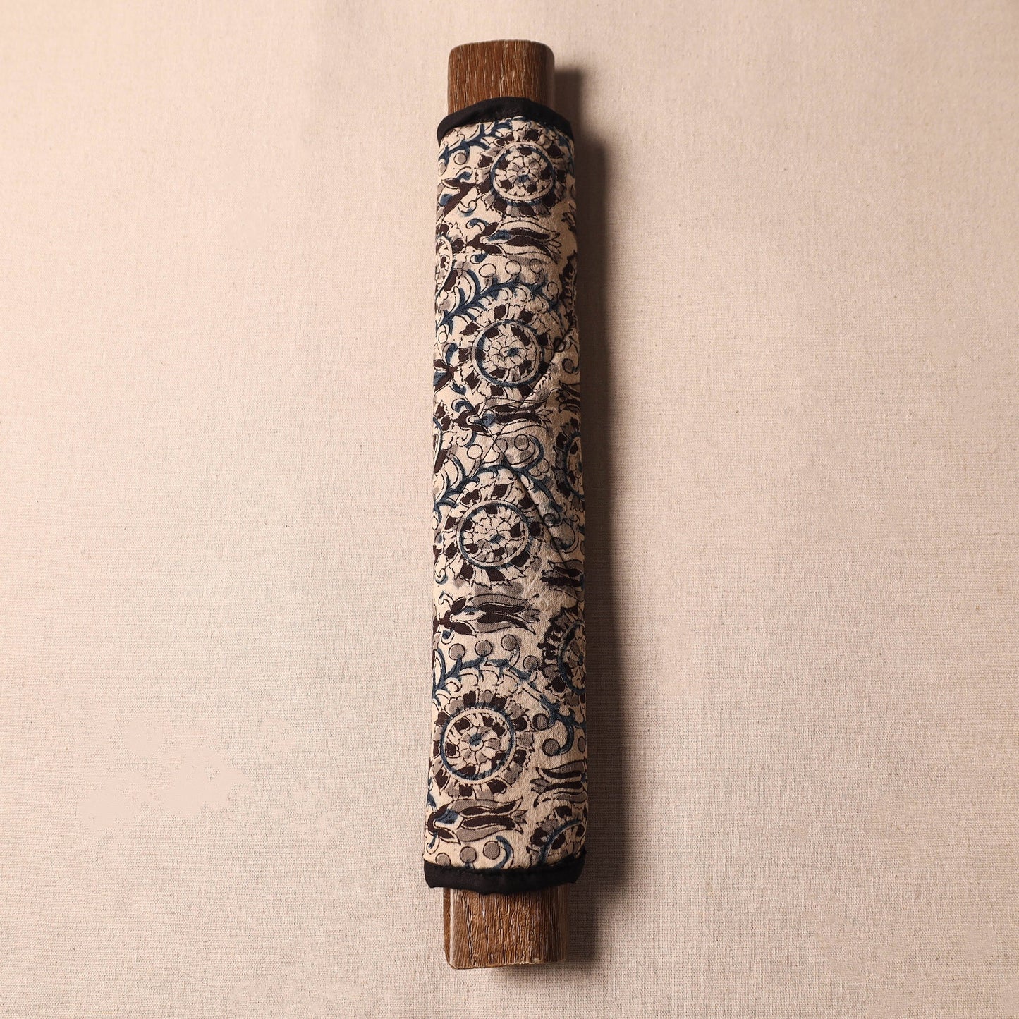 Beige Kalamkari Block Printed Fridge Top Cover with Handle Cover