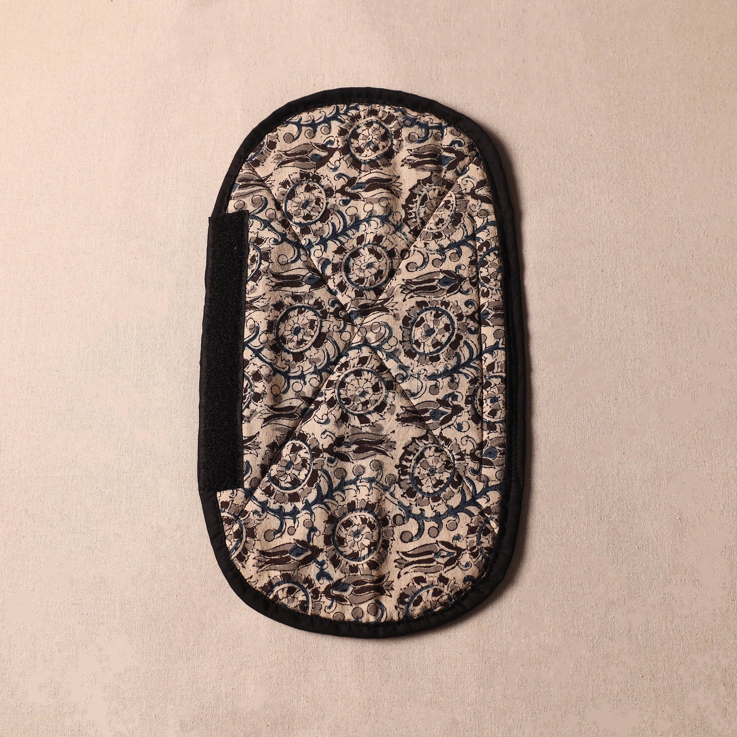Beige Kalamkari Block Printed Fridge Top Cover with Handle Cover