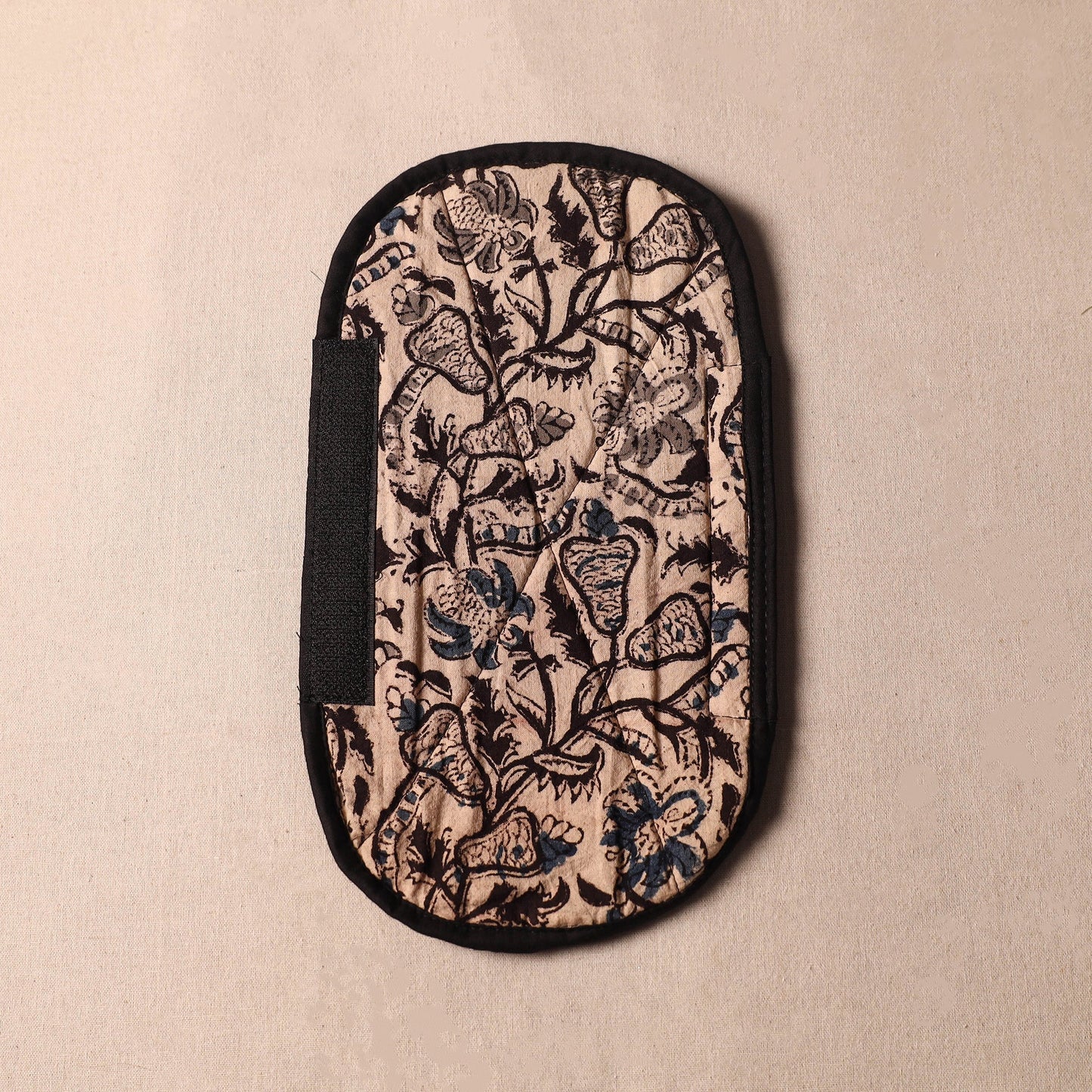 Beige Kalamkari Block Printed Fridge Top Cover with Handle Cover