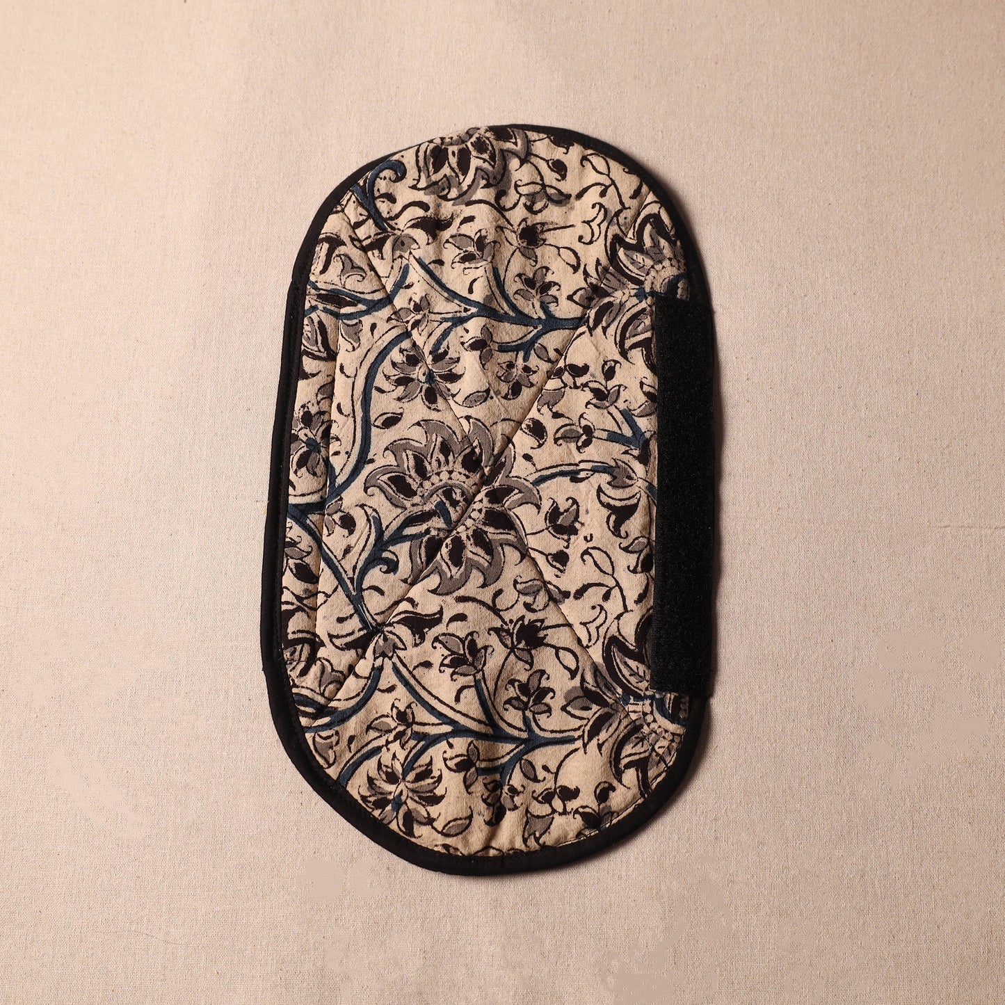 Beige Kalamkari Block Printed Fridge Top Cover with Handle Cover