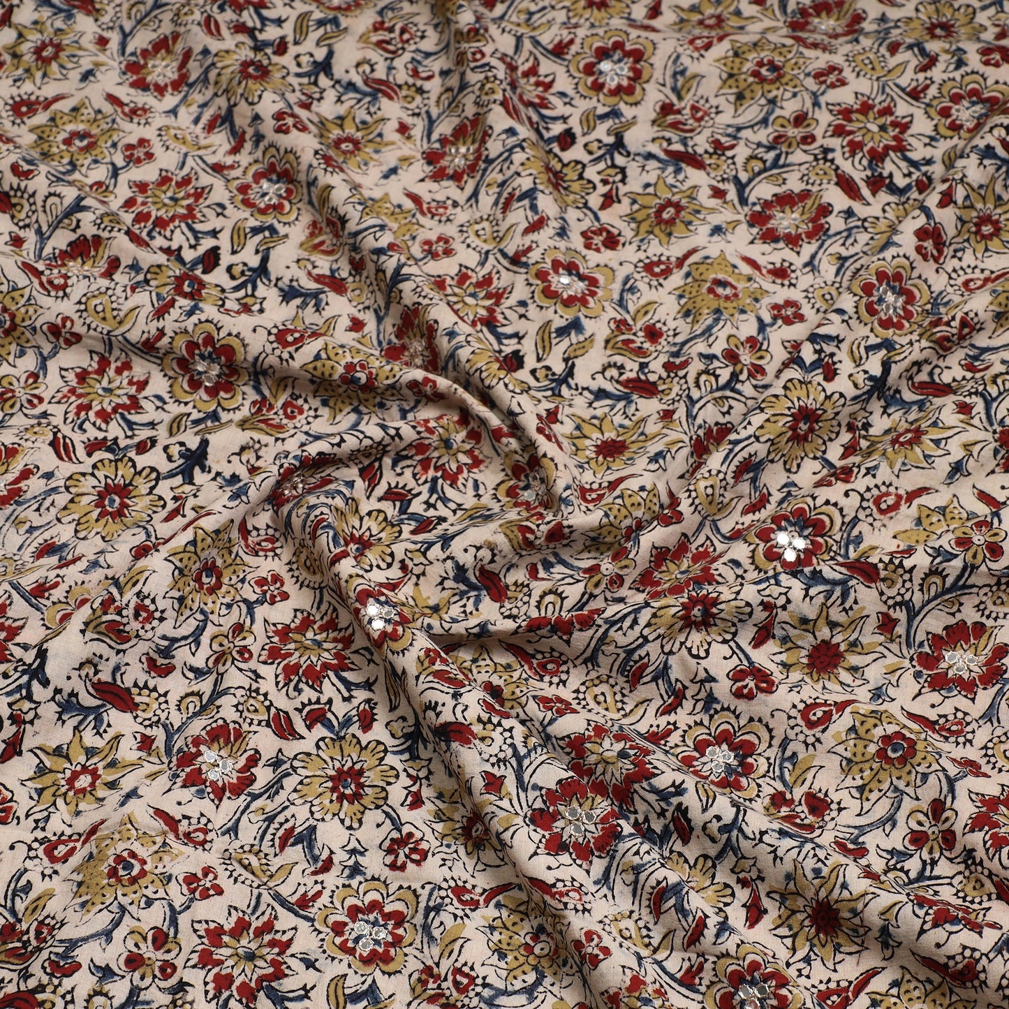 Buy Kalamkari Block Printed Sequin Work Cotton Kurta Material Online at itokri.com