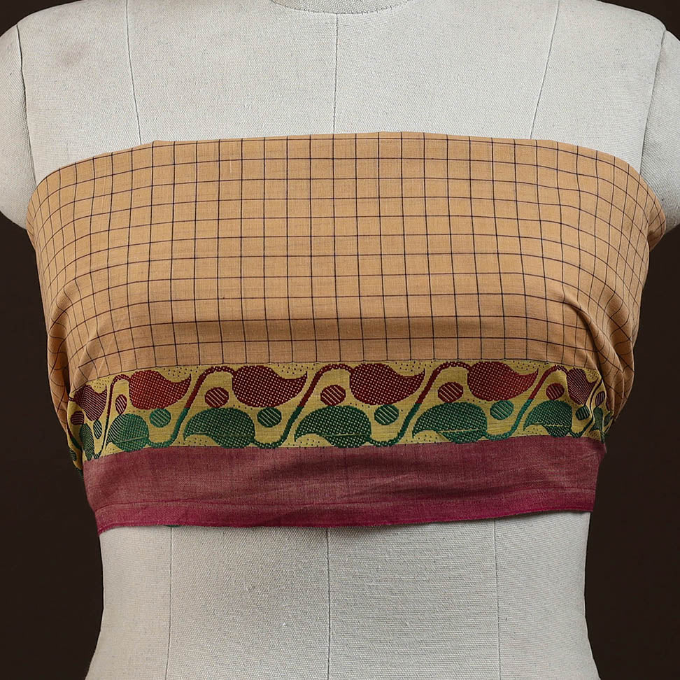 Kanchipuram cotton blouse piece 15 - handcrafted