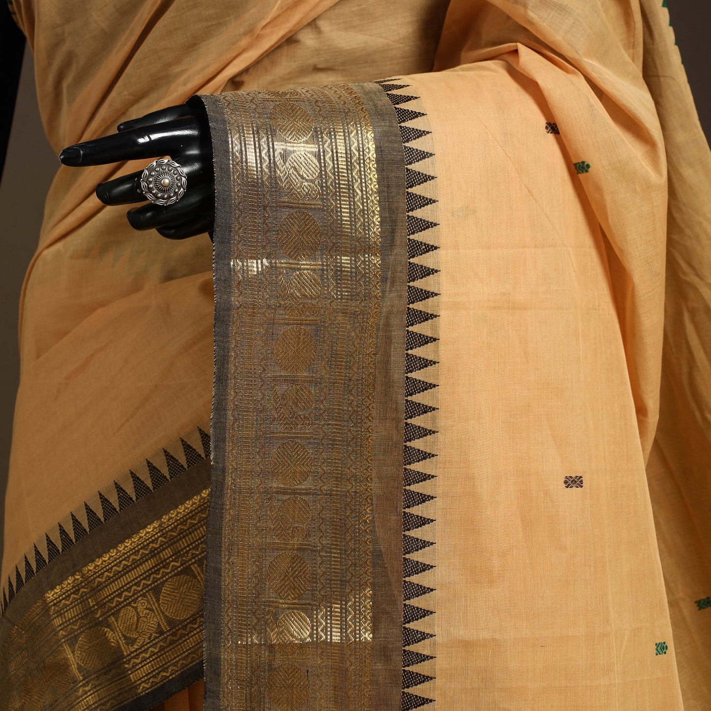 Beige - kandangi buti chettinad cotton saree with border 52