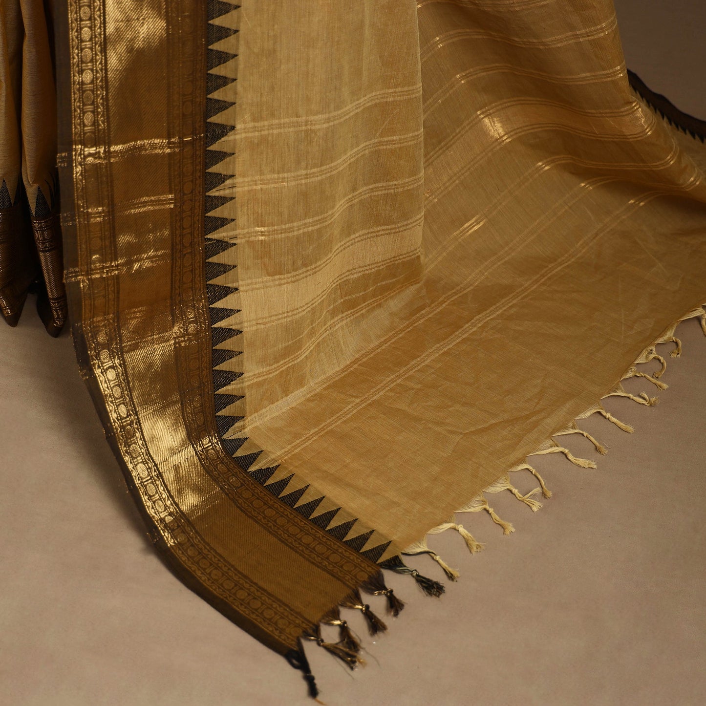 Beige - kandangi chettinad cotton saree with border 11