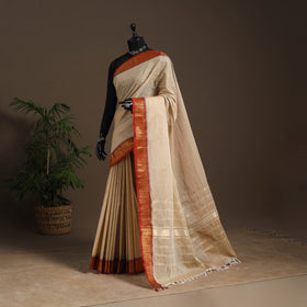 Beige - kandangi chettinad cotton saree with border 69