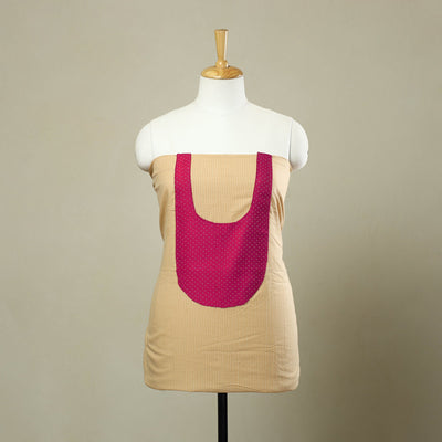 Beige - kantha stitch patchwork cotton unstitched kurta