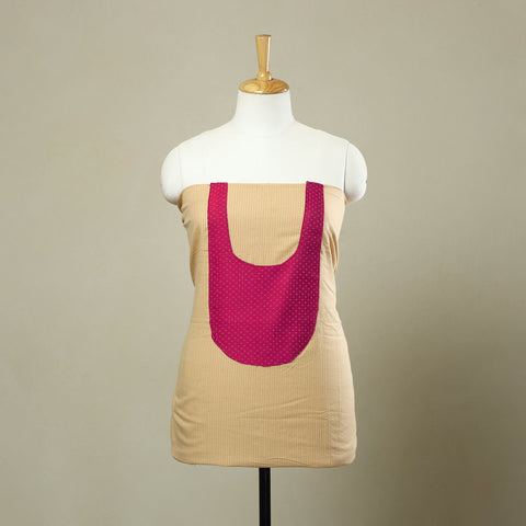 Beige - kantha stitch patchwork cotton unstitched kurta