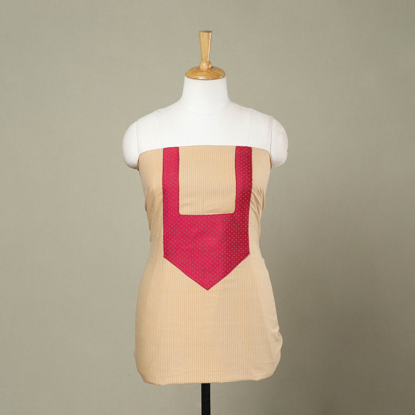 Buy Beige Kantha Stitch Patchwork Cotton Kurta Material