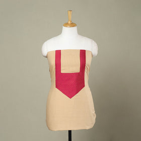 Buy Beige Kantha Stitch Patchwork Cotton Kurta Material