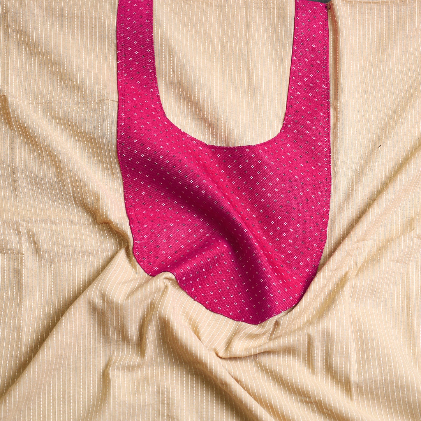 Beige - kantha stitch patchwork cotton unstitched kurta