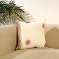 Buy Beige Kantha Work Chanderi Silk Cushion Cover