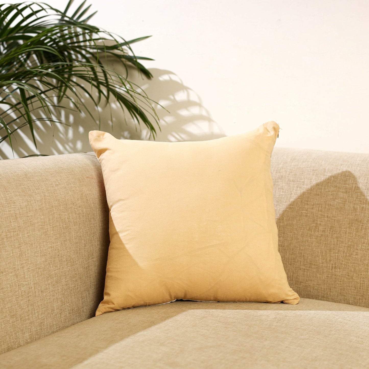 Buy Beige Kantha Work Chanderi Silk Cushion Cover