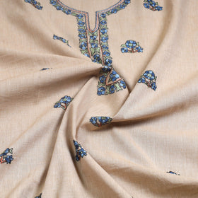 Beige - kashida hand embroidery cotton unstitched kurta