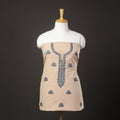 Beige - kashida hand embroidery cotton unstitched kurta