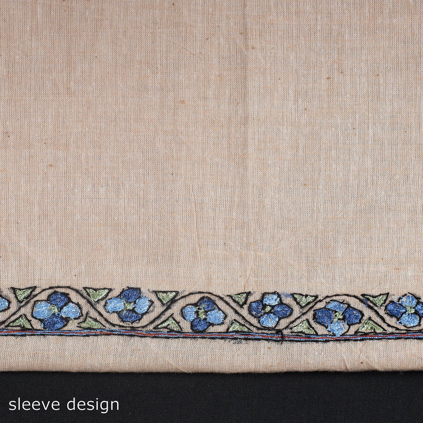 Beige - kashida hand embroidery cotton unstitched kurta