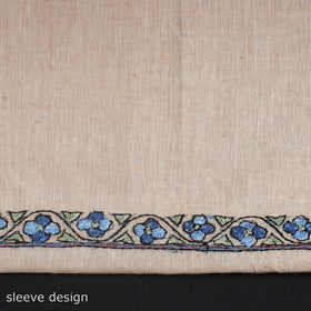 Beige - kashida hand embroidery cotton unstitched kurta