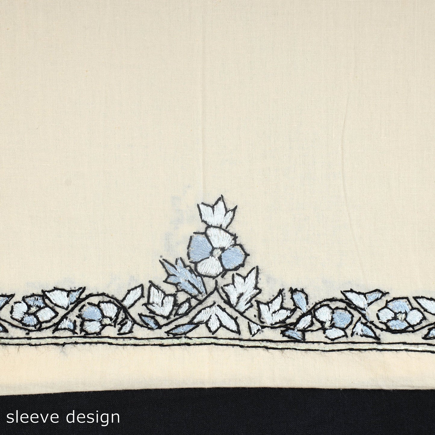  Beige Kashida Hand Embroidery Cotton Kurta Material