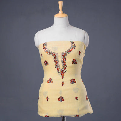  Handloom Kota Doria Kashidakari Hand Embroidery Kurta Material - 2.6 M 